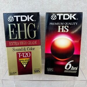 Lot of 2 TDK VHS T 120 EHG Premium Quality HS Video Cassettes New Sealed